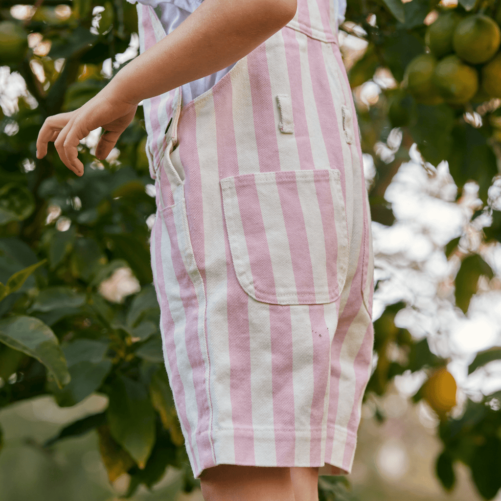 Classic Wide Stripe Denim Shorts - Pink - Dotty Dungarees Ltd