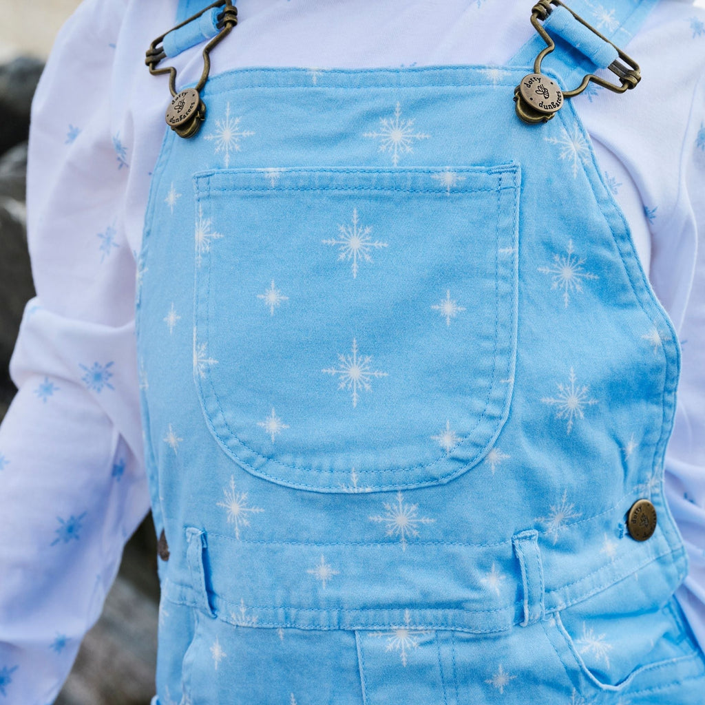 Ice Blue Snowflake Dungarees - Dotty Dungarees Ltd