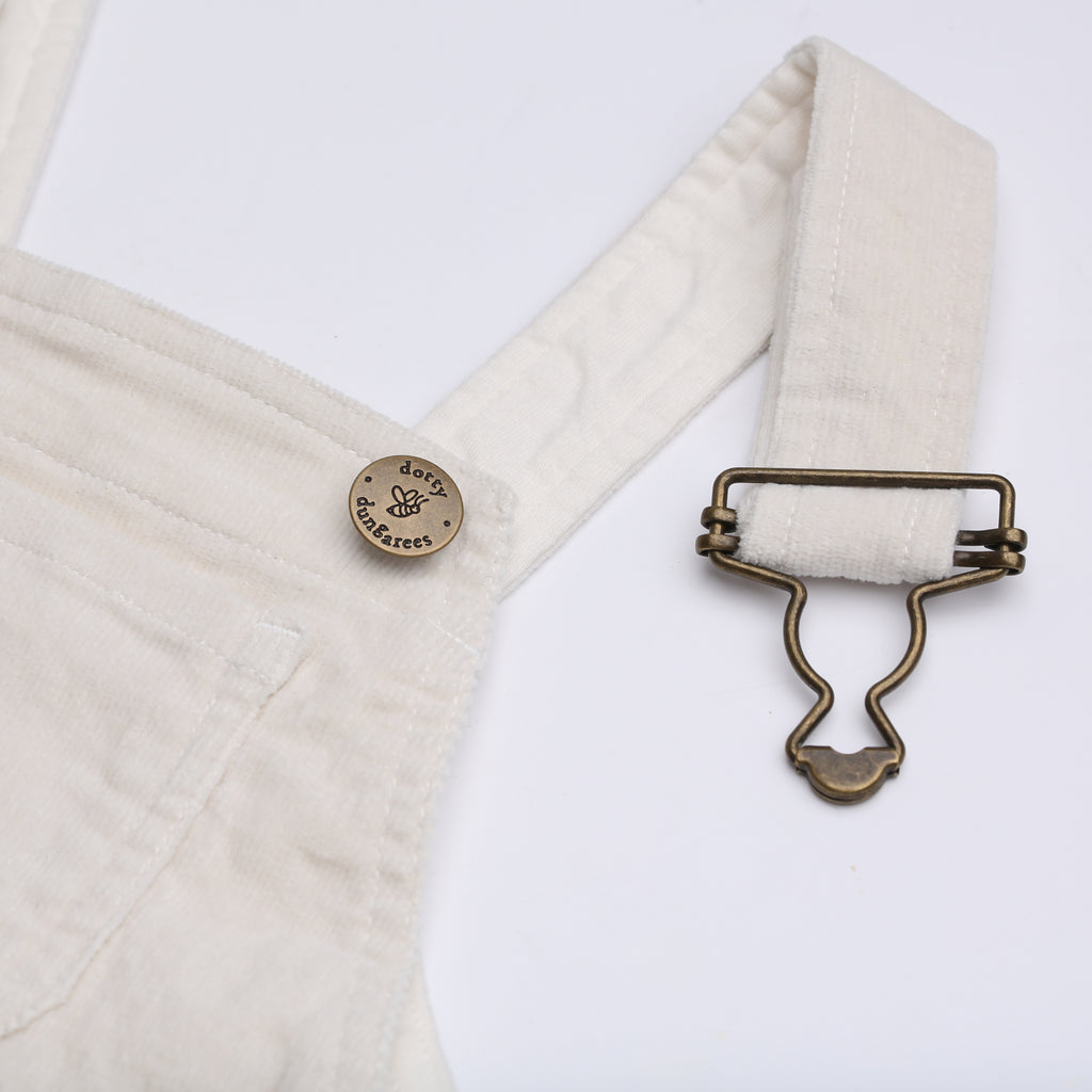 Cream Corduroy Dungaree Dress - Dotty Dungarees
