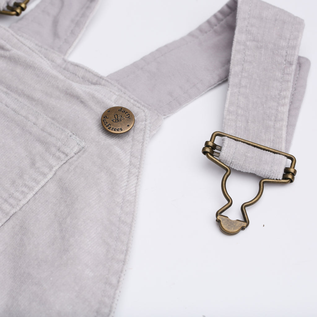 Grey Corduroy Dungaree Dress - Dotty Dungarees 