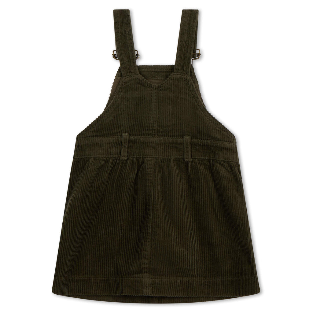 Khaki Chunky Cord Dungaree Dress for Girls - Dotty Dungarees