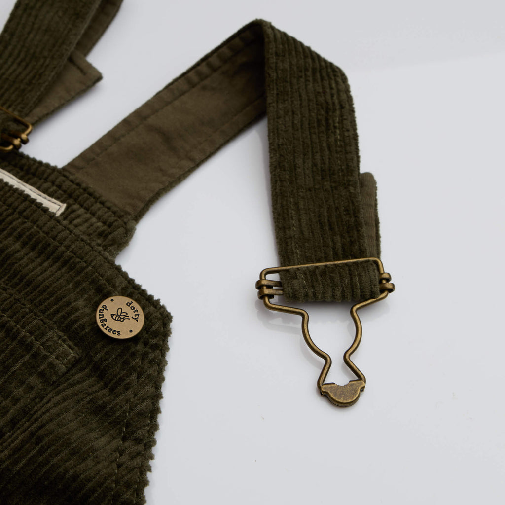Khaki Chunky Cord Dungarees - Dotty Dungarees Ltd