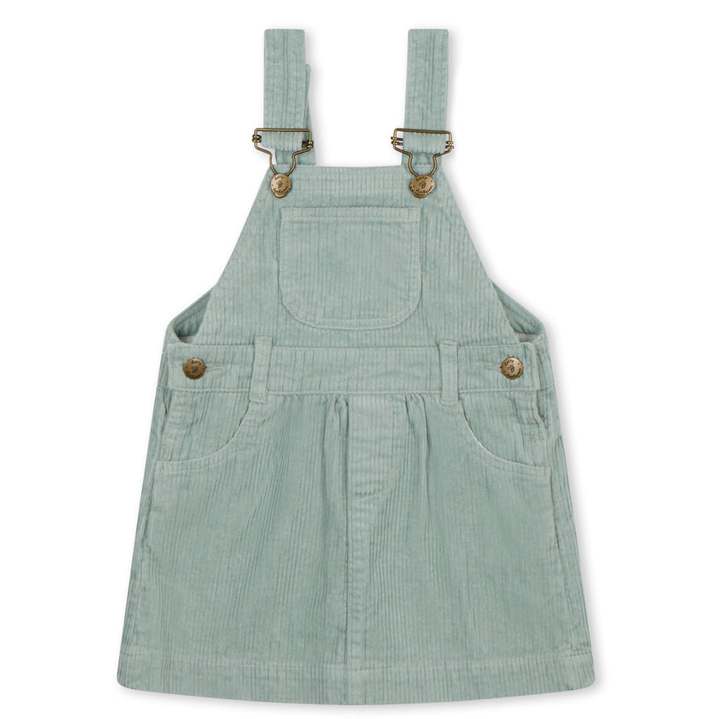 Mint Chunky Cord Dungaree Dress for Girls - Dotty Dungarees