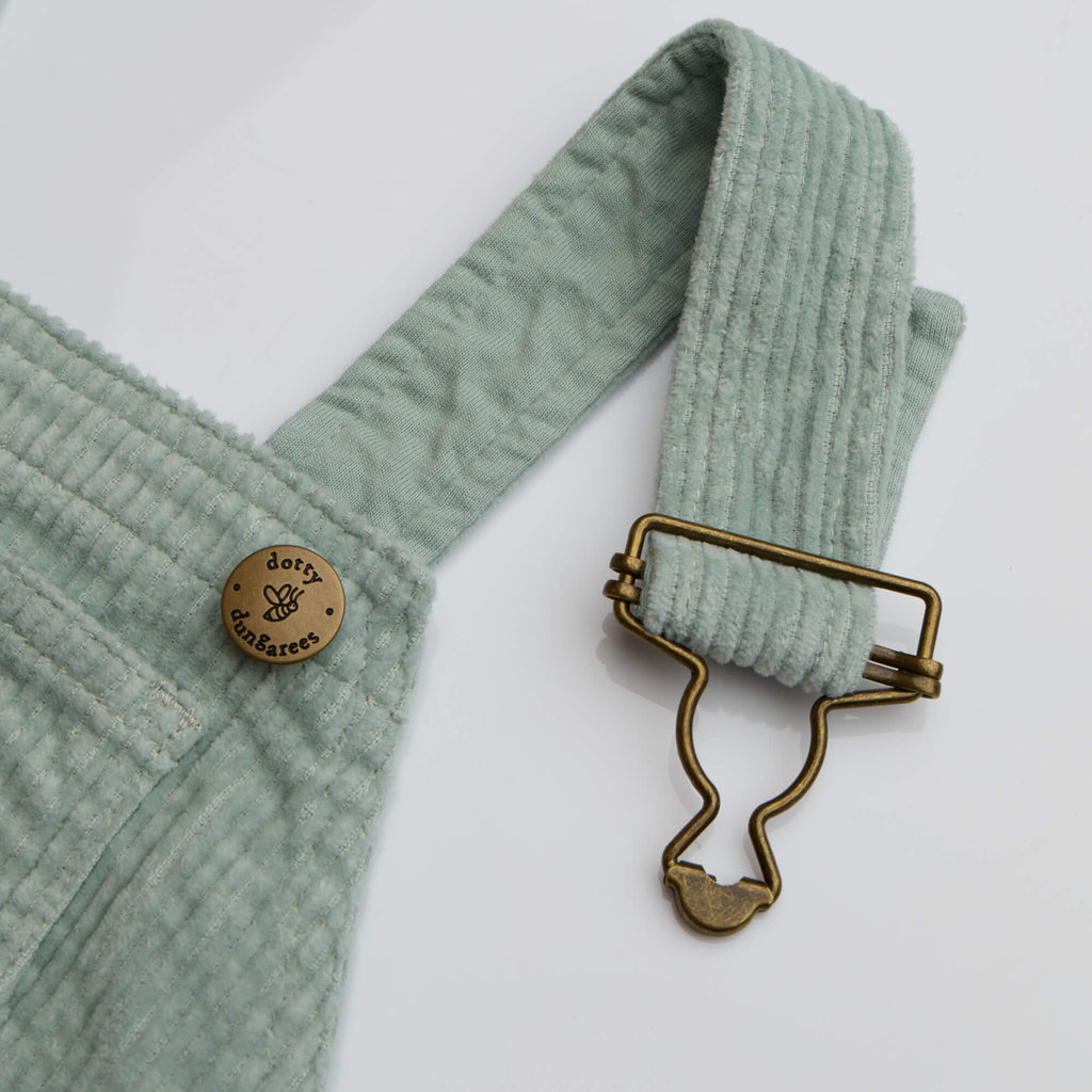 Mint Chunky Cord Dungaree Dress for Girls - Dotty Dungarees
