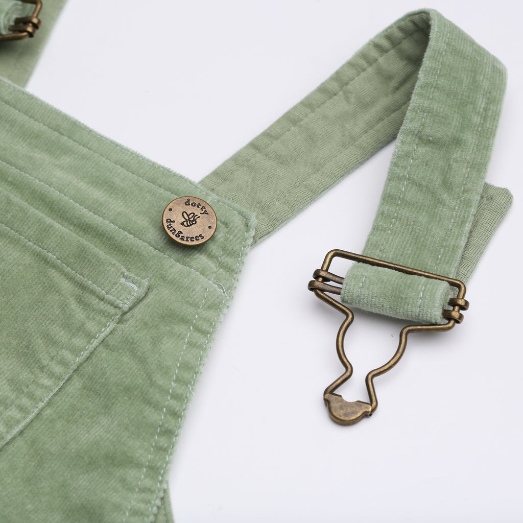 Green Corduroy Dungaree Dress - Dotty Dungarees