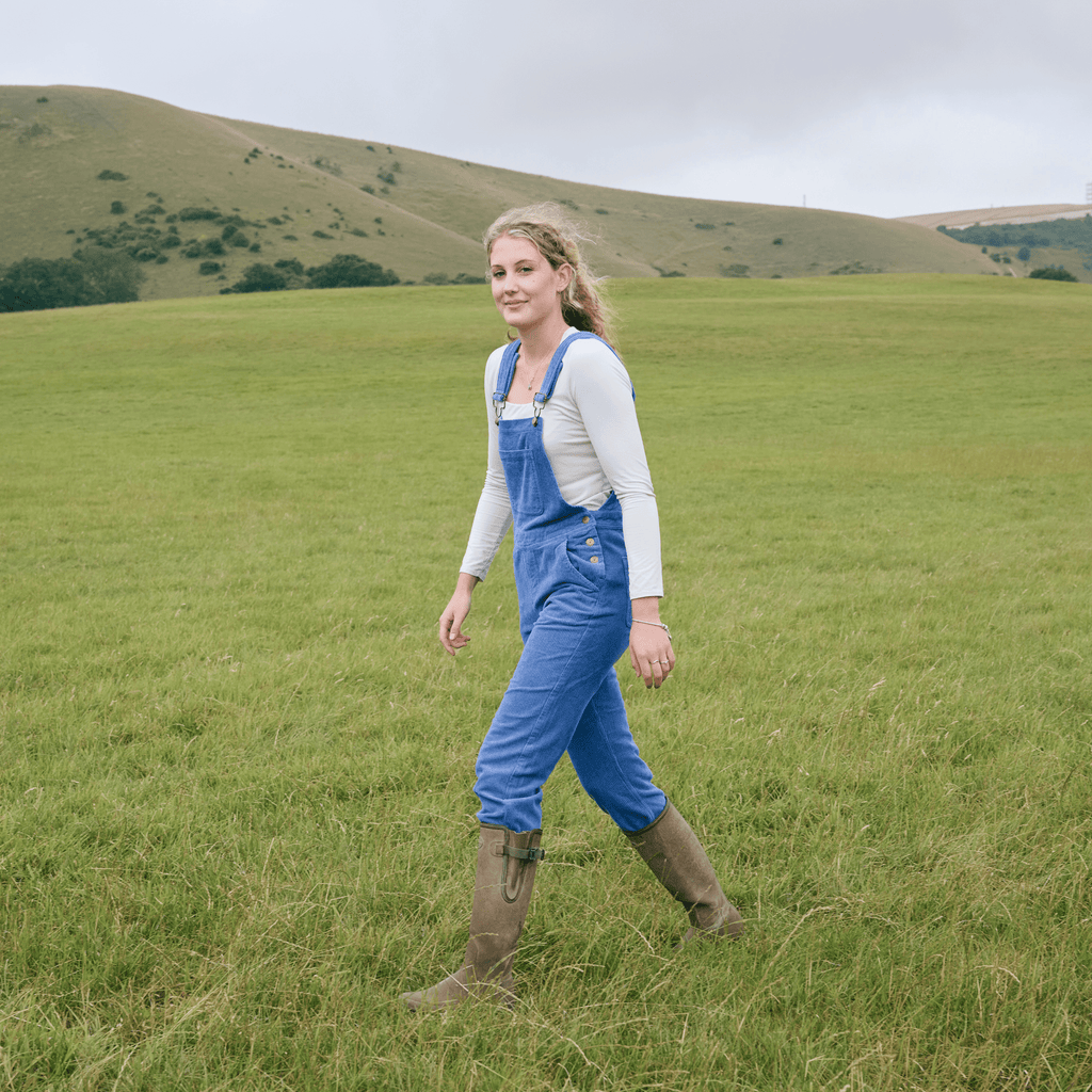 Adult Blue Chunky Cord Dungarees - Dotty Dungarees Ltd