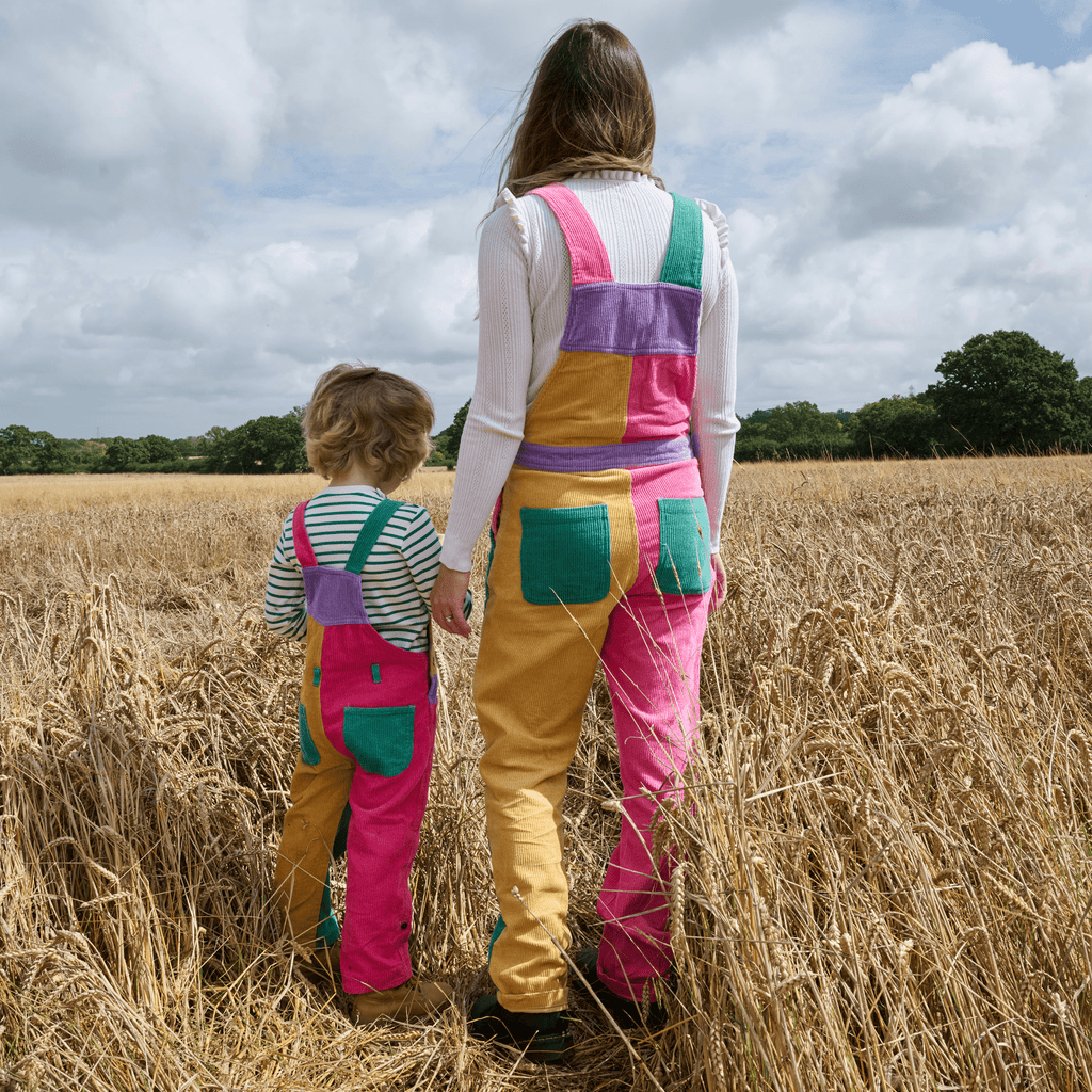 Adult Bright Patchwork Corduroy Dungarees - Dotty Dungarees Ltd