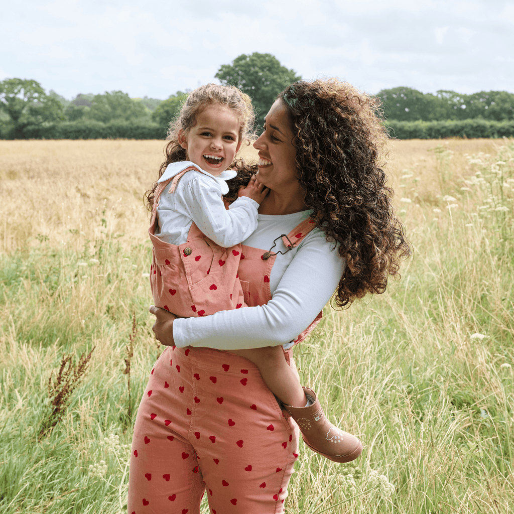 Adult Heart Print Corduroy Dungarees - Dotty Dungarees Ltd