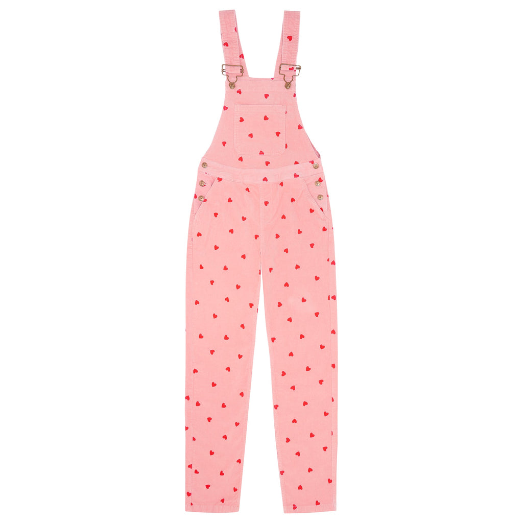 Adult Heart Print Corduroy Dungarees - Dotty Dungarees Ltd