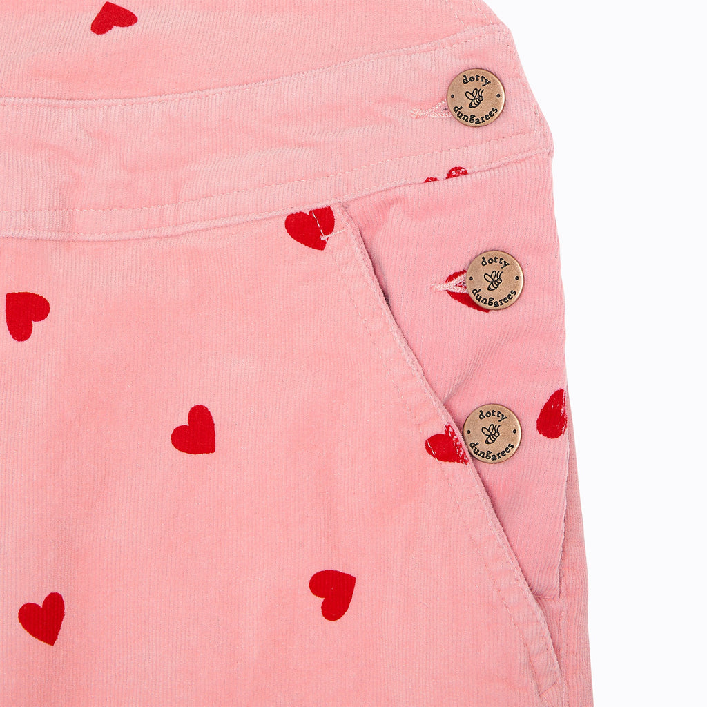 Adult Heart Print Corduroy Dungarees - Dotty Dungarees Ltd