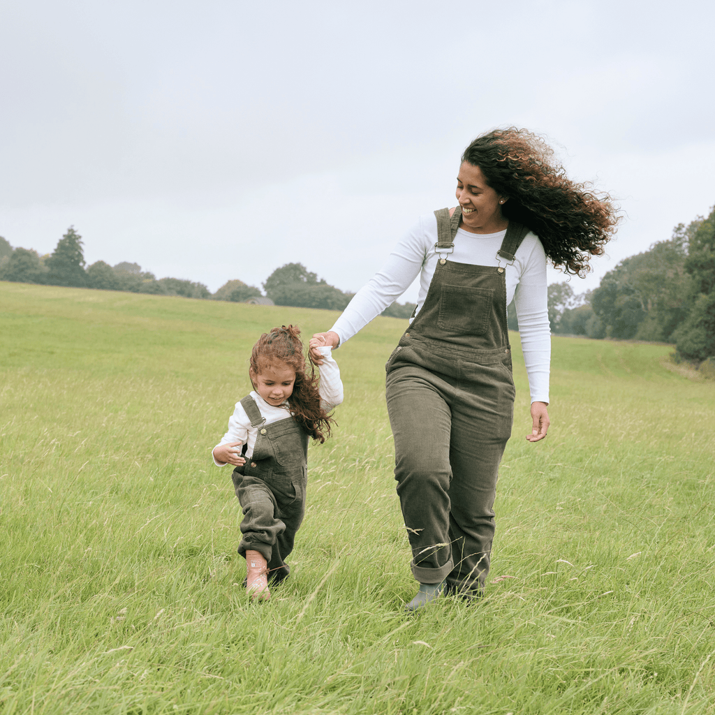 Adult Khaki Chunky Cord Dungarees - Dotty Dungarees Ltd