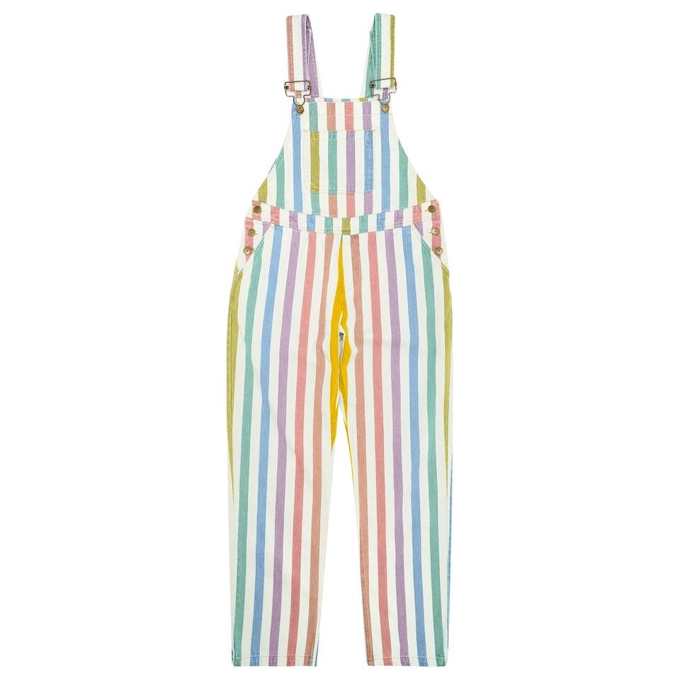 Adult Wide Stripe Denim Dungarees - Multicolour