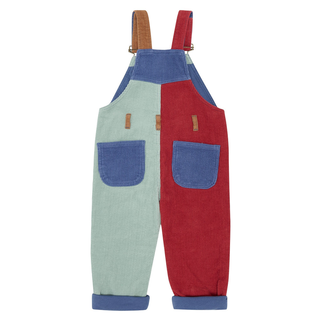 Patchwork Chunky Cord Dungarees - Muted Mint - Dotty Dungarees Ltd
