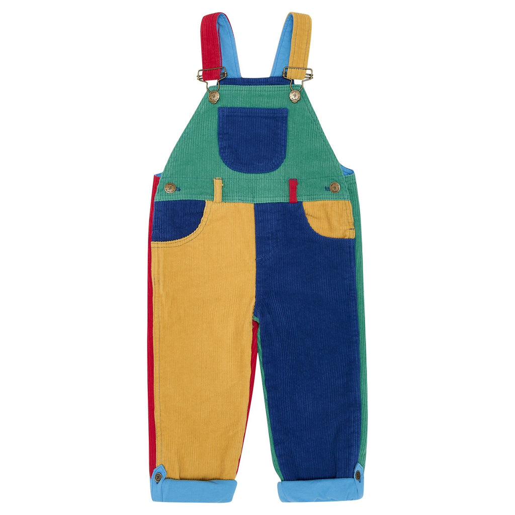 Patchwork Chunky Cord Dungarees - Primary - Dotty Dungarees Ltd