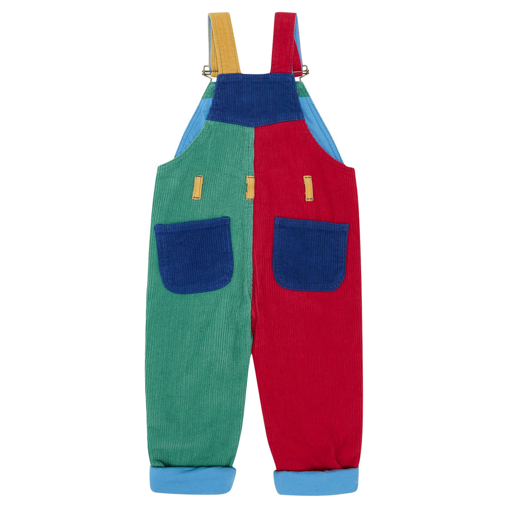 Patchwork Chunky Cord Dungarees - Primary - Dotty Dungarees Ltd