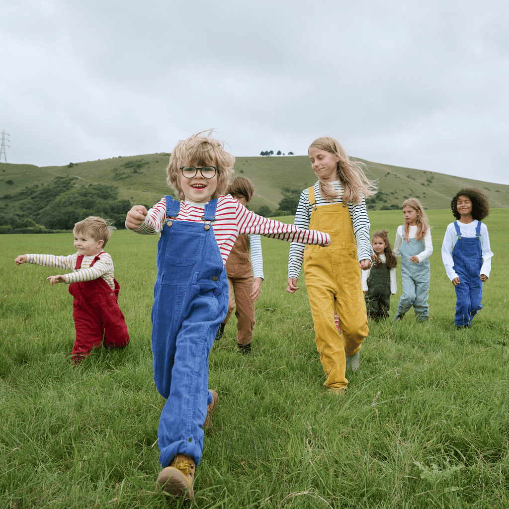 Petrol Blue Chunky Cord Dungarees - Dotty Dungarees Ltd