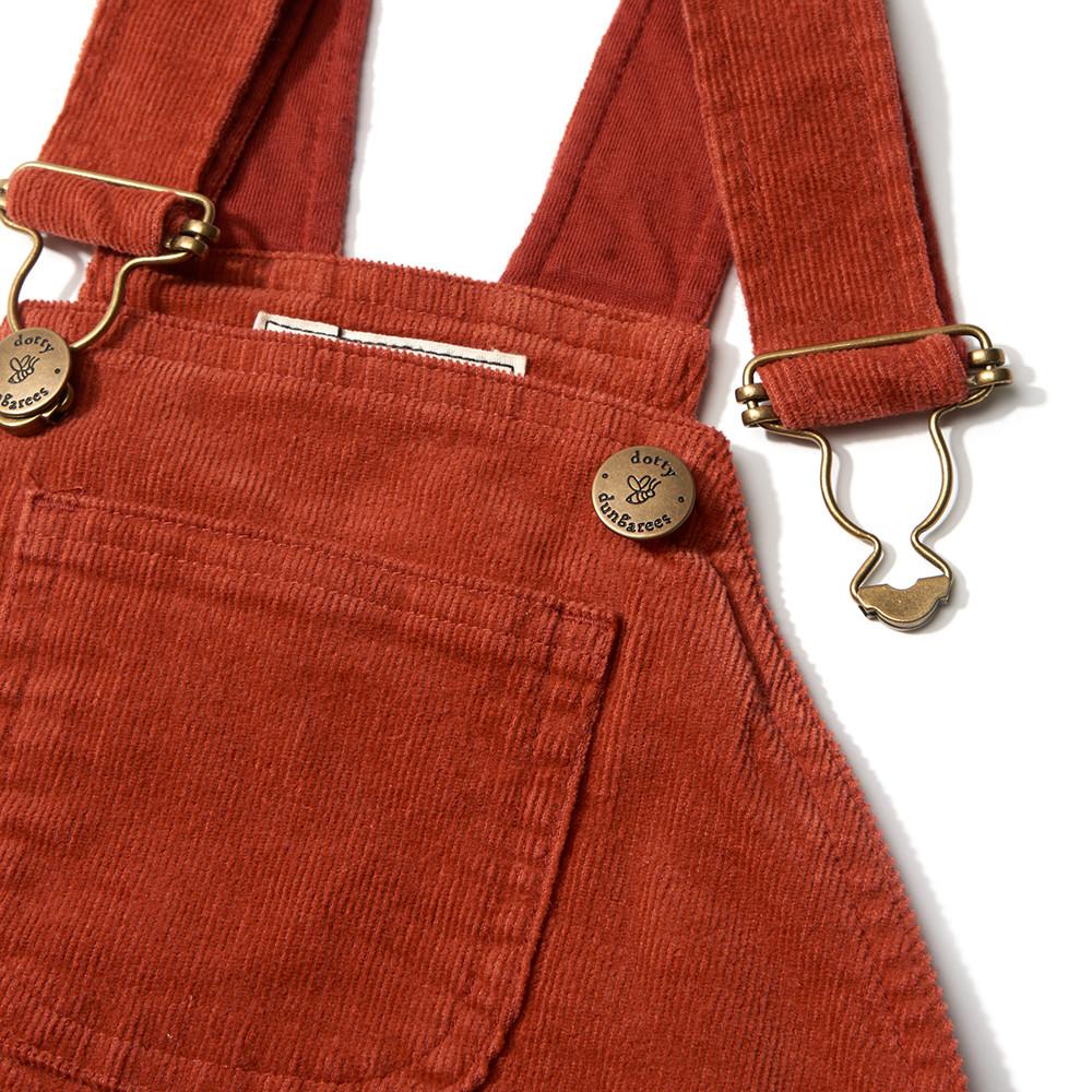 Brick Red Cord Dungarees
