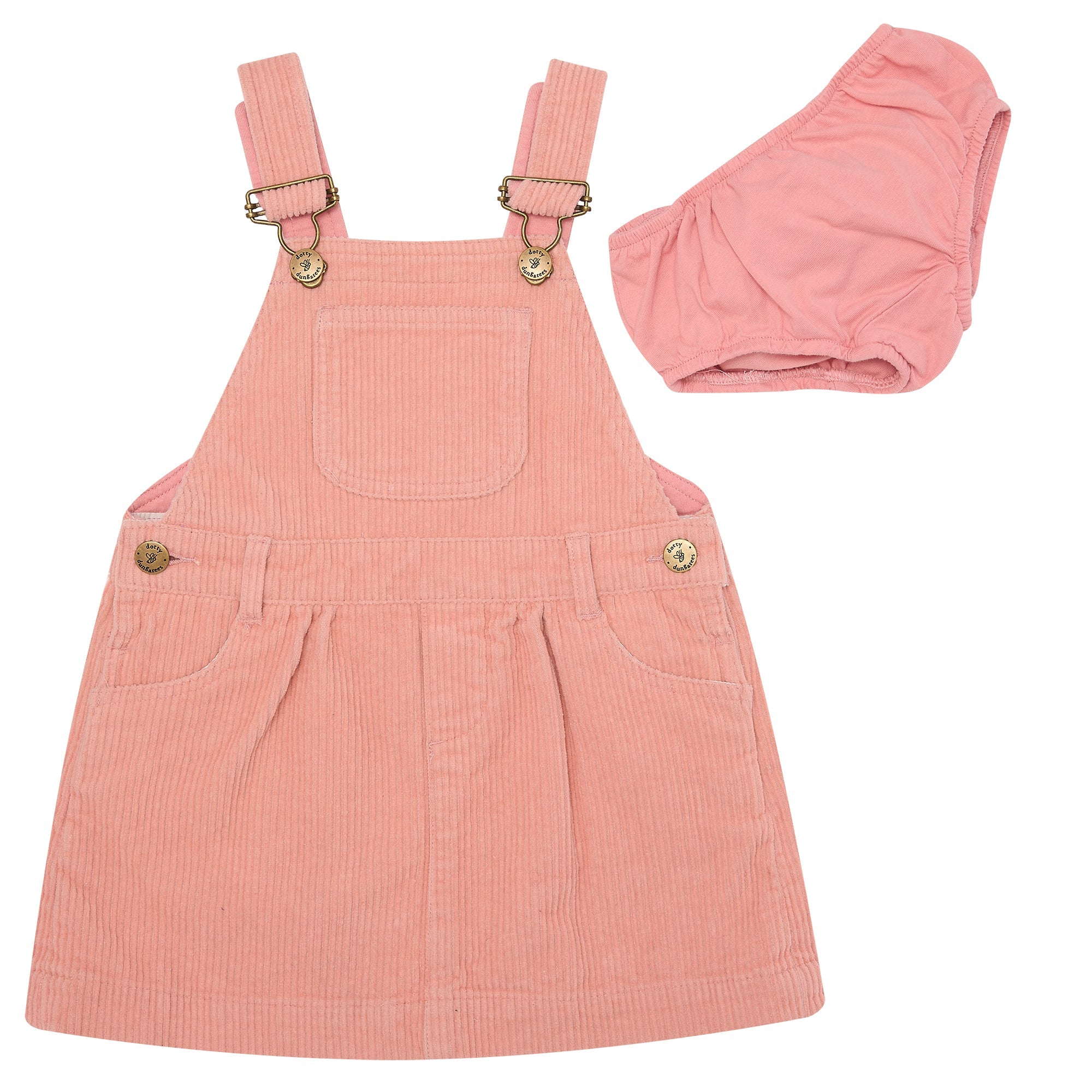 Pink cord dungaree best sale dress