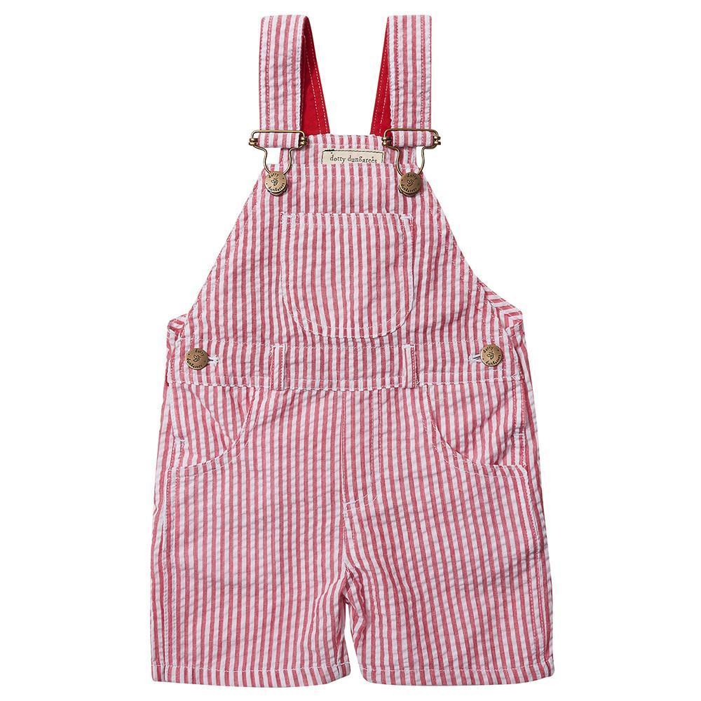 Dotty Dungarees - Red Seersucker Shorts