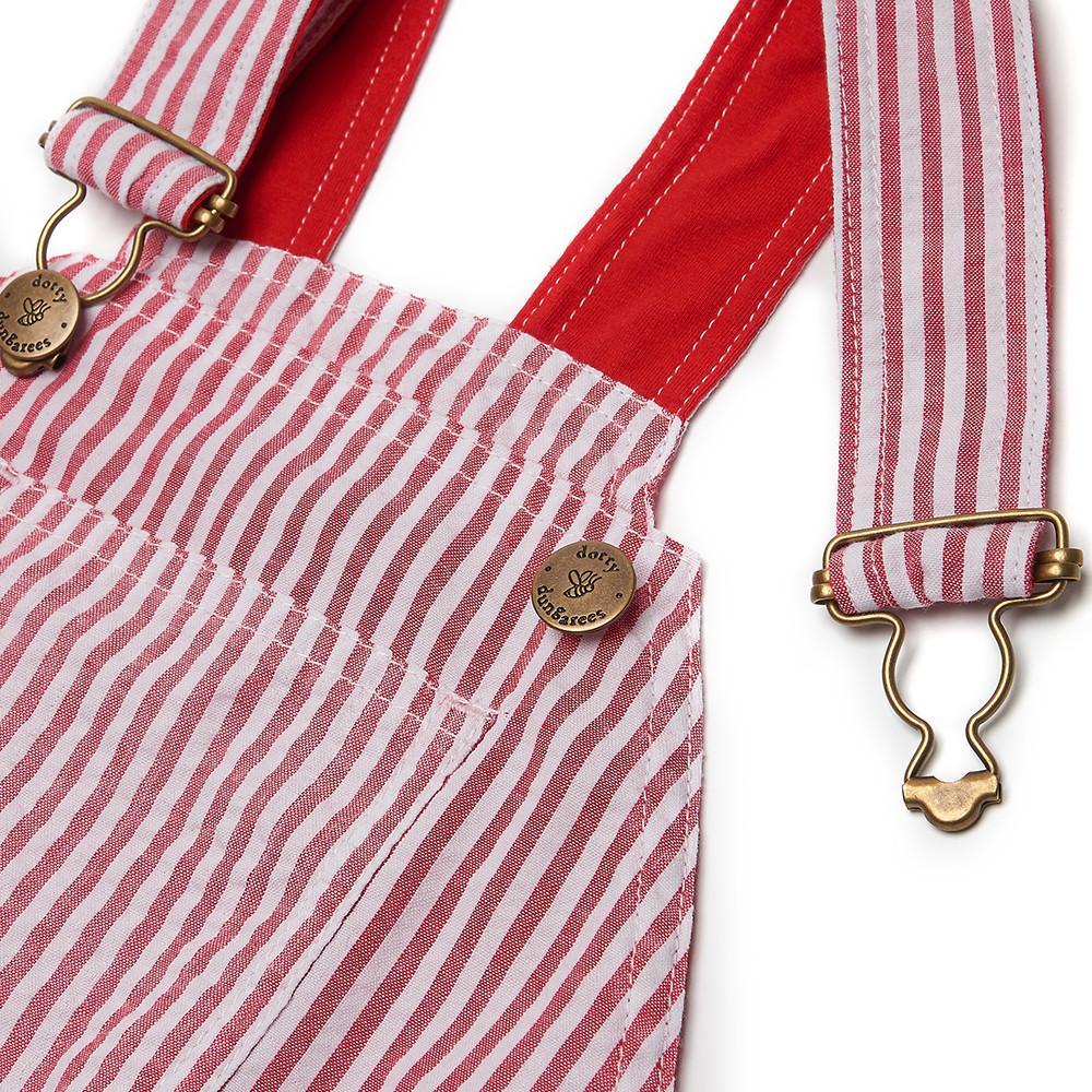 Dotty Dungarees - Red Seersucker Shorts