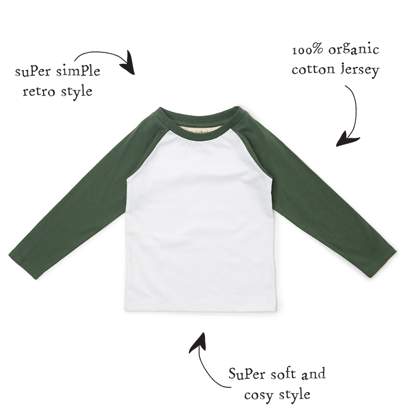 Baseball Tee - Green - Dotty Dungarees Ltd