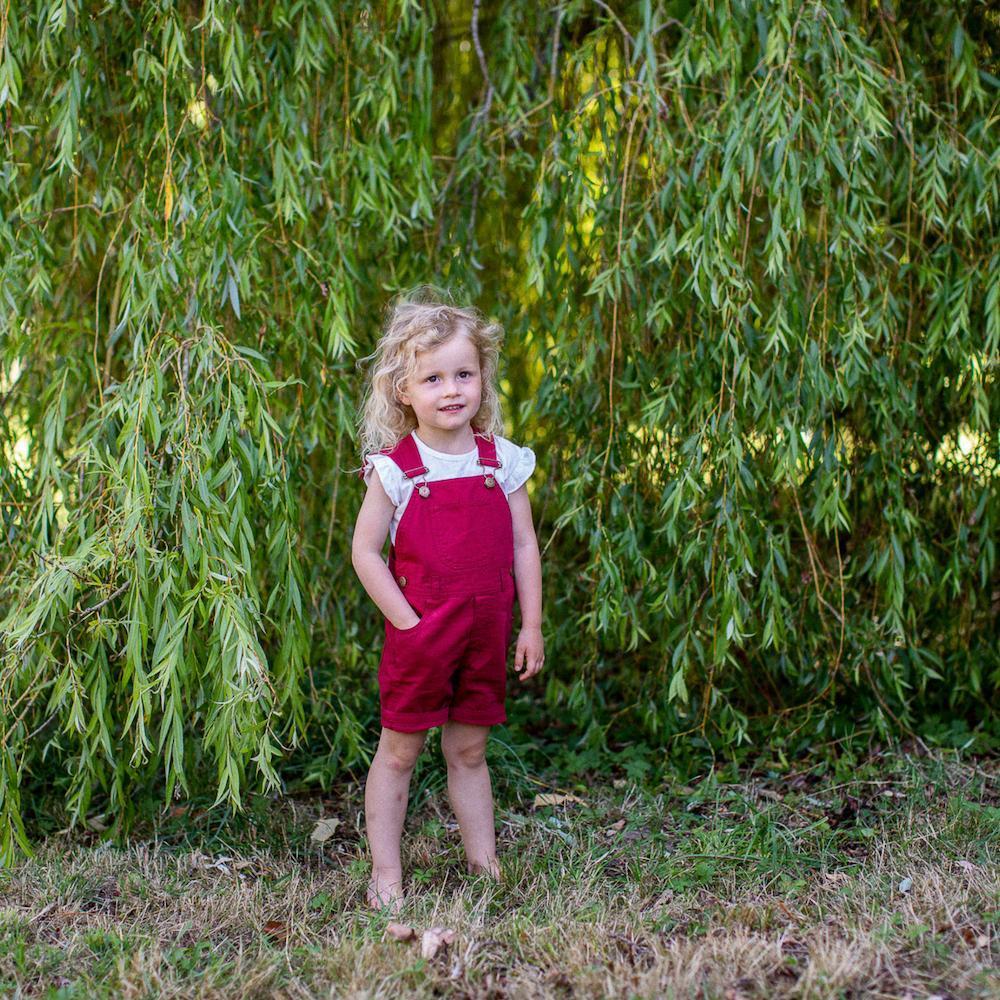 Crimson Cotton Shorts - Dotty Dungarees Ltd