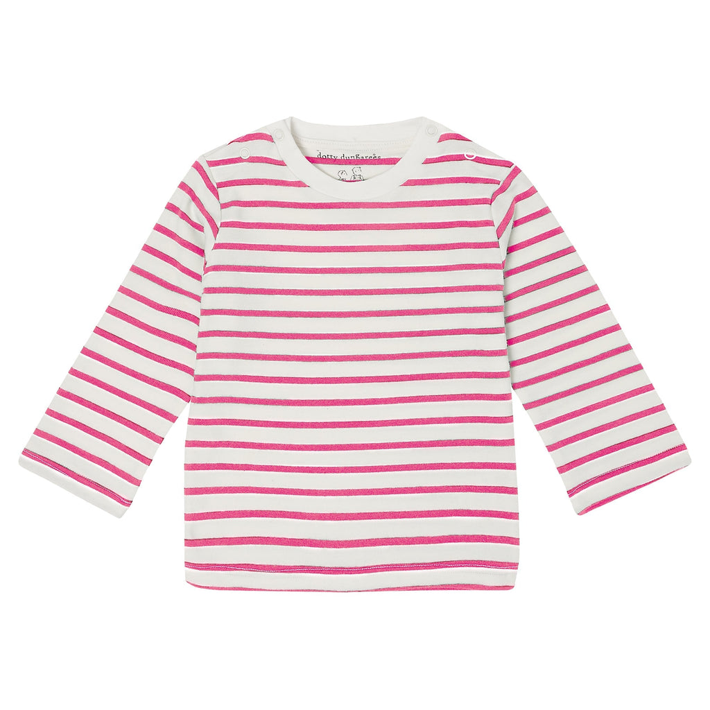 Hot Pink Breton Stripe Top - Dotty Dungarees Ltd