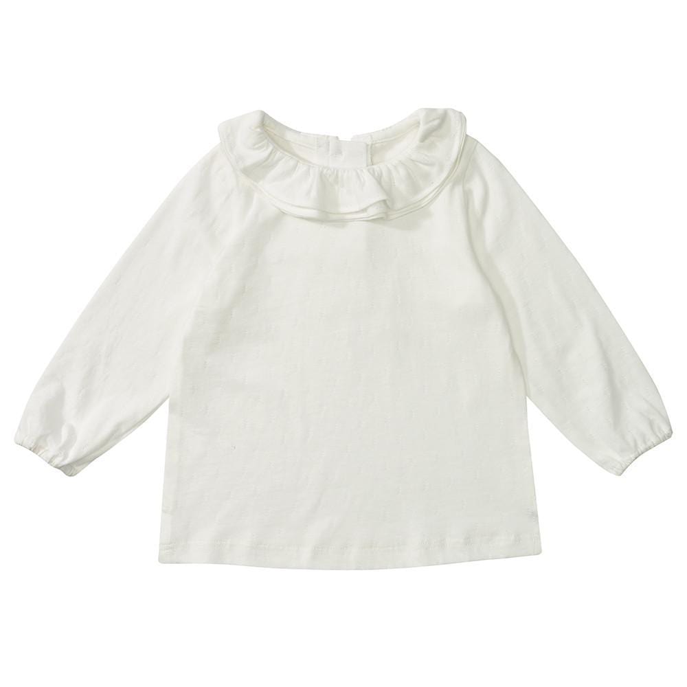 Margaux Ruffle Neck - White - Dotty Dungarees Ltd
